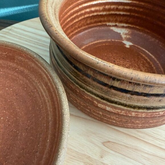 Vintage 93 Jeff Dietrich Log House Pottery Handmade Rustic Brown Ceramic Lidded - Picture 8 of 10